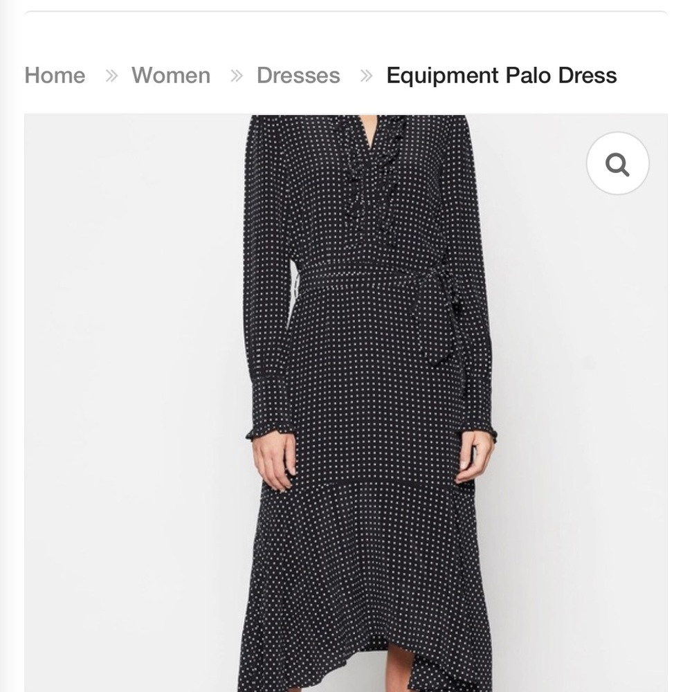 Equipment Black and White Long Sleeve Dress